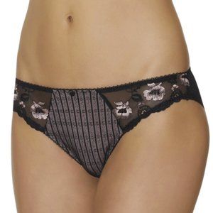 NWOT Aubade Folies Frivoles Black & Pink Lace Brazliian Brief Panty